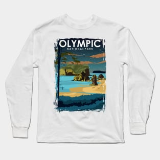 Olympic National Park National Park at Night Travel Poster Long Sleeve T-Shirt